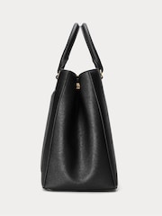 Lauren Ralph Lauren Hanna Crosshatch Leather Black Satchel Bag - Image 6 of 7