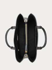 Lauren Ralph Lauren Hanna Crosshatch Leather Black Satchel Bag - Image 7 of 7