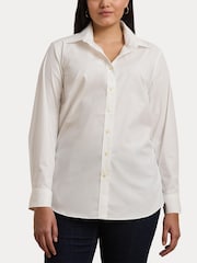 Lauren Ralph Lauren Curve Jamelko Non Iron Stretch Cotton White Shirt - Imagen 6 de 8