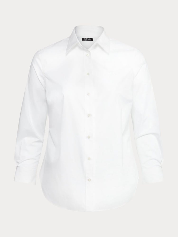 Lauren Ralph Lauren Curve Jamelko Non Iron Stretch Cotton White Shirt - Imagen 8 de 8