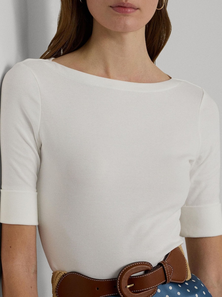 Lauren Ralph Lauren Judy Stretch Cotton Boatneck T-Shirts - Image 5 of 7