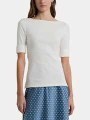 Off White - Ralph Lauren хлопковые футболки с вырезом лодочкой Lauren Judy - Изображение 6 из 7