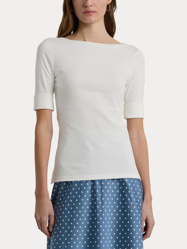 Lauren Ralph Lauren Judy Stretch Cotton Boatneck T-Shirts - Image 6 of 7