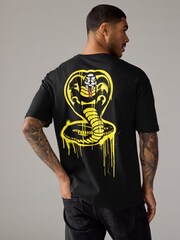 Black Relaxed Fit Cobra Kai Licence 100% Cotton T-Shirt - Image 1 of 7