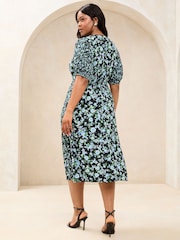 Lipsy Floral Mixed Print Short Sleeve Viscose Midi Dress - Imagen 4 de 4