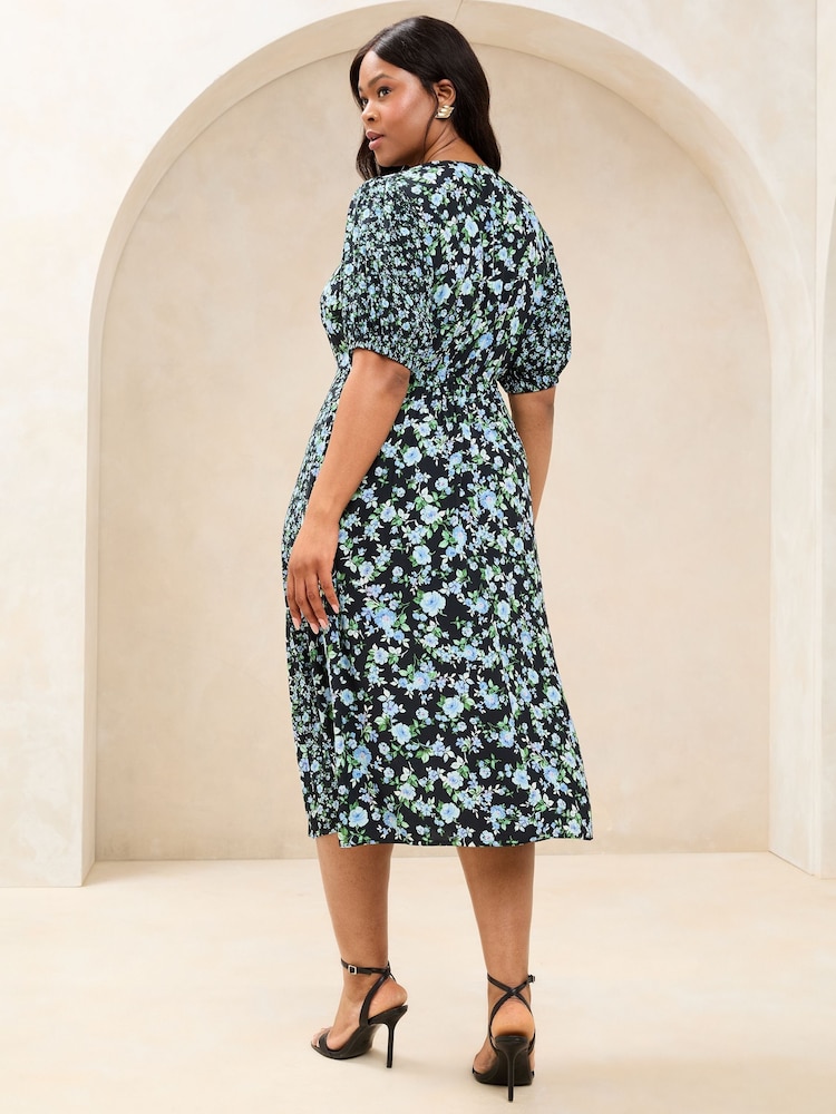 Lipsy Floral Mixed Print Short Sleeve Viscose Midi Dress - Imagen 4 de 4