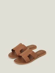 Accessorize Brown Leather Cut Out Slipers - Image 1 of 2