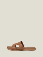 Accessorize Brown Leather Cut Out Slipers - Image 2 of 2