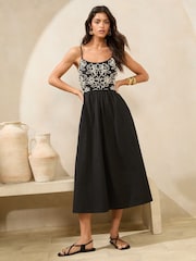Lipsy Cornelli Detail Cami Strap Midi Dress - Imagen 1 de 4