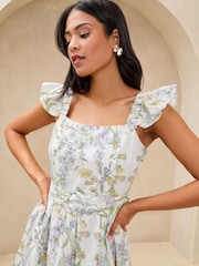 Lipsy perilo; platnen Look Frill Sleeve s pasom Prom Fit And Flare (krilo, obleka ali plašč) srednje dolga; ki sega do sredine meč obleka - Slika 2 iz 4