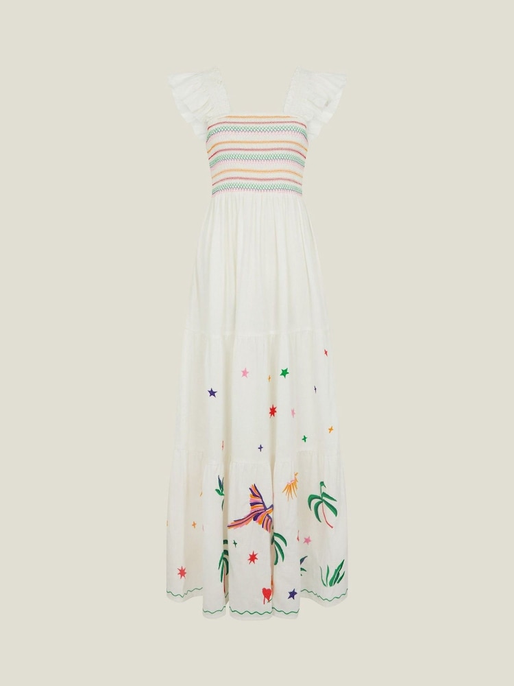 Accessorize Natural Embroidered Hem Maxi Dress - Image 4 of 4