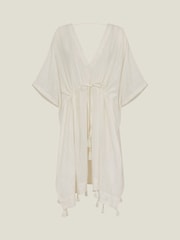 Accessorize White Glitter Stripe Beach Kaftan Dress - Image 4 of 4