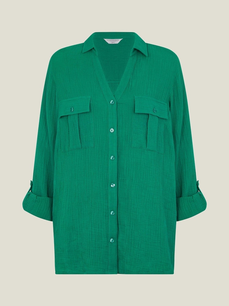 Accessorize 100% Cotton Crinkle Cover-Up Shirt - Image 4 of 4
