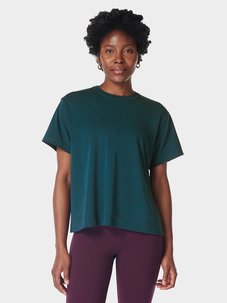 Sweaty Betty Green Breathe Easy Circuit T-Shirt - Image 1 of 7 Sweaty Betty Green Breathe Easy Circuit T-Shirt - Image 1 of 7