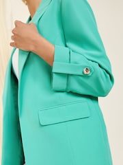 Friends Like These Bright Green Petite Edge to Edge Tailored Sleeve Detail Blazer - Image 3 of 4