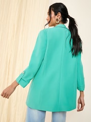 Friends Like These Bright Green Edge to Edge Tailored Sleeve Detail Blazer - Image 4 of 4