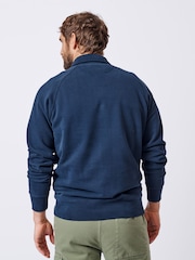 Aubin Navy Dunster Zip Neck 100% Cotton Sweatshirt - Image 2 of 6