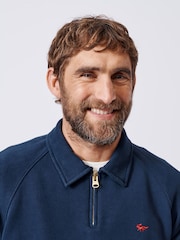 Aubin Navy Dunster Zip Neck 100% Cotton Sweatshirt - Image 5 of 6