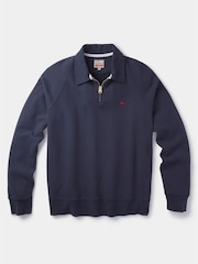 Aubin Navy Dunster Zip Neck 100% Cotton Sweatshirt - Image 6 of 6