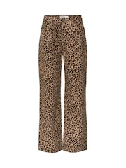VERO MODA Brown High Waisted Wide Fit Leopard Print Stretch Jeans - Image 3 of 4