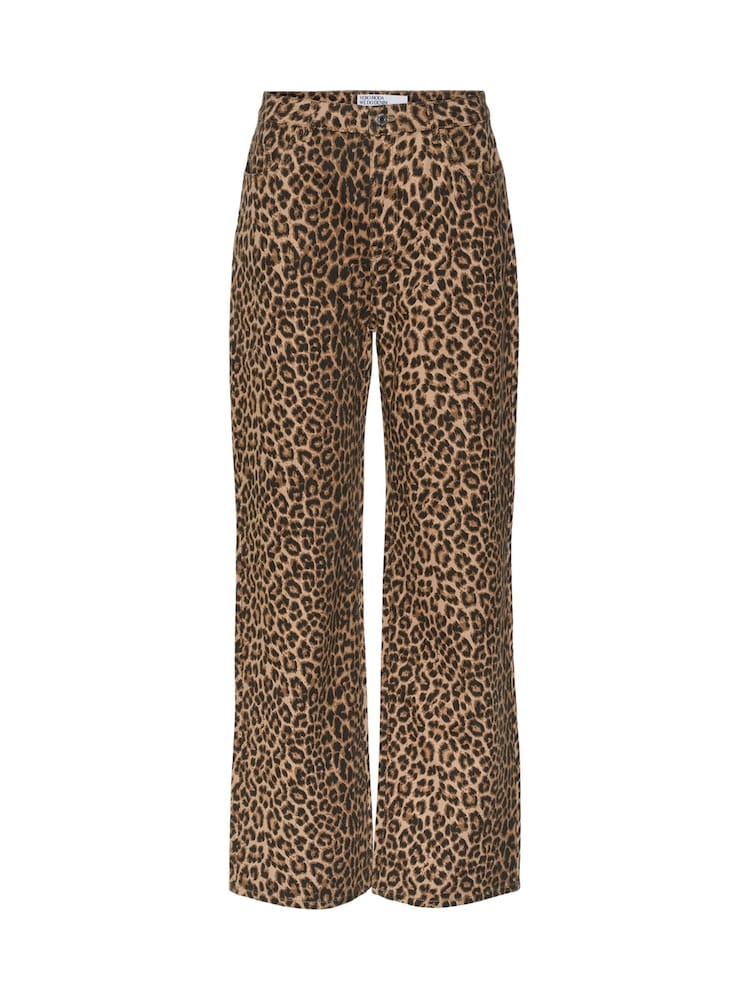 VERO MODA Brown High Waisted Wide Fit Leopard Print Stretch Jeans - Image 3 of 4