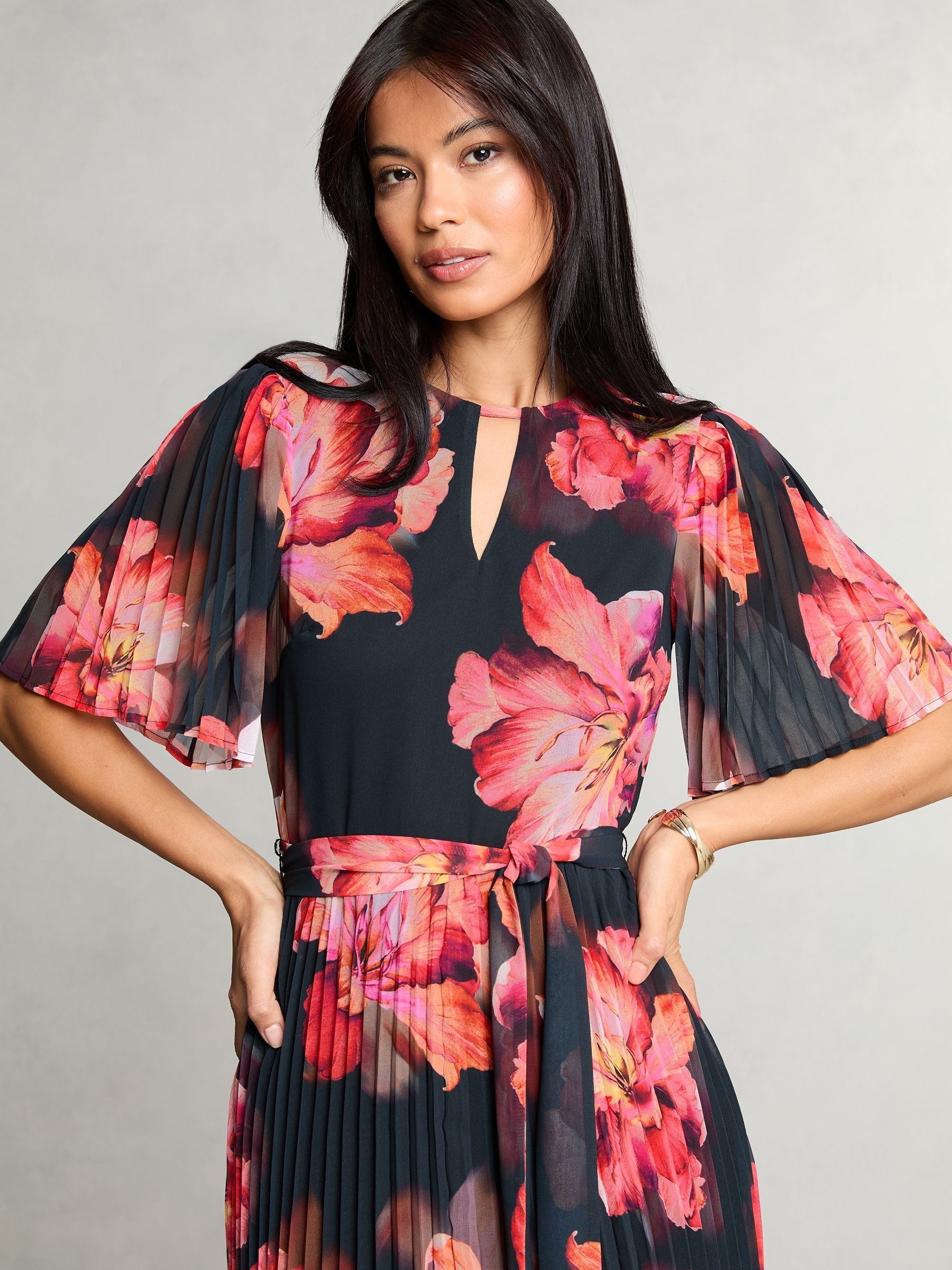 Buy Lipsy Black Floral Pleated Mini Shift Dress from the Next UK online