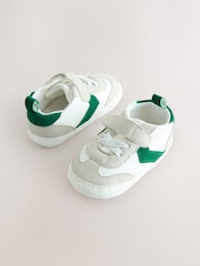 White/Green Baby Touch Fastening Elastic Lace Chevron Trainers (0-24mths) - Image 1 of 5