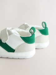White/Green Baby Touch Fastening Elastic Lace Chevron Trainers (0-24mths) - Image 3 of 5