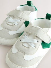 White/Green Baby Touch Fastening Elastic Lace Chevron Trainers (0-24mths) - Image 4 of 5