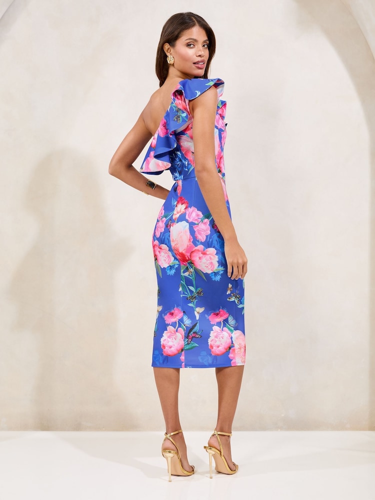 Printed Scuba One Shoulder Bodycon (krilo, obleka ali plašč) srednje dolga; ki sega do sredine meč obleka - Slika 4 iz 4 Printed Scuba One Shoulder Bodycon (krilo, obleka ali plašč) srednje dolga; ki sega do sredine meč obleka - Slika 4 iz 4