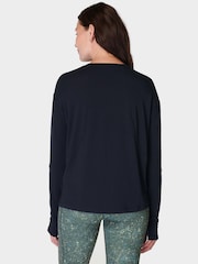 Sweaty Betty Black Soft Flow Studio Long Sleeve Top - Image 3 of 7