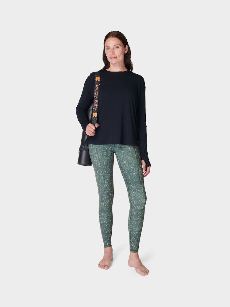 Sweaty Betty Black Soft Flow Studio Long Sleeve Top - Image 4 of 7