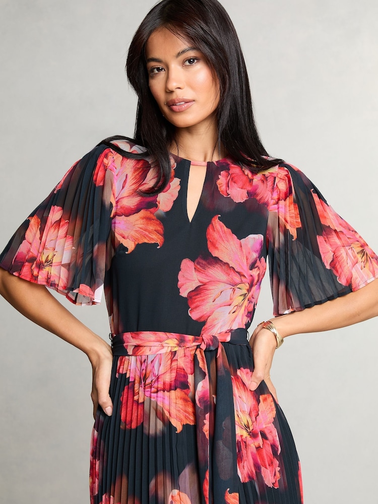Noir - Mini robe droite Lipsy Fleuri plissée - Image 3 of 4