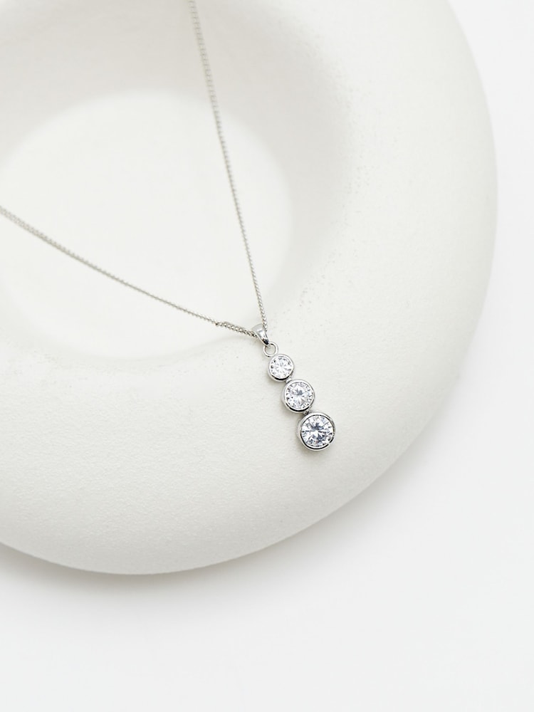 Jon Richard Silver Cubic Zirconia Bezel Stick Pendant And Earrings - Gift Box - Image 4 of 4
