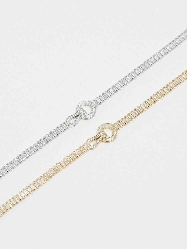 Jon Richard Silver Cubic Zirconia Circle Link Bracelet - Image 2 of 3