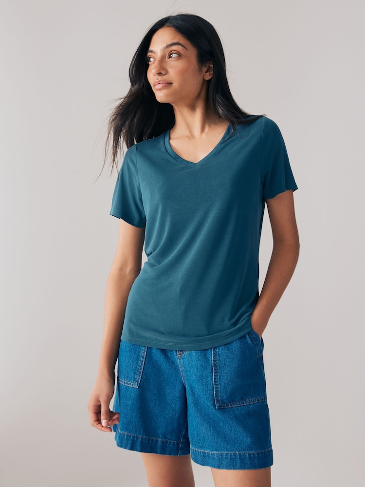 Blue Basic V-Neck T-Shirt - Image 1 of 3