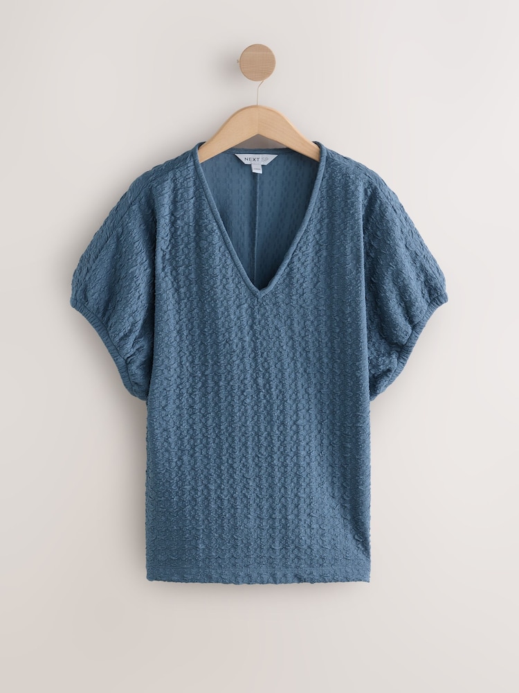 Blue Teal Puff Sleeves T-Shirt - Image 1 of 3