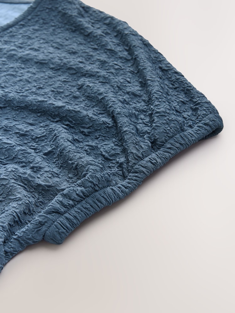 Blue Teal Puff Sleeves T-Shirt - Image 2 of 3