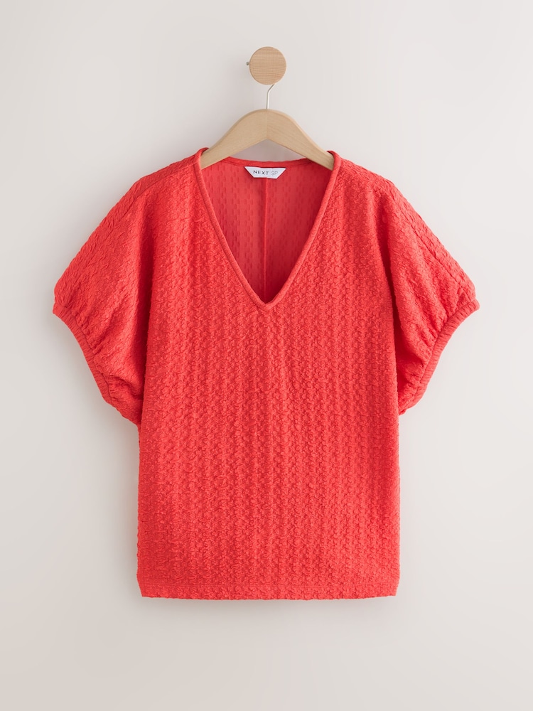 Pink Coral Puff Sleeves T-Shirt - Image 1 of 3