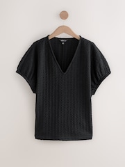 Black Puff Sleeves T-Shirt - Image 1 of 3