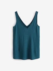 Blue Teal Sleeveless V-Neck Vest - Image 1 of 2