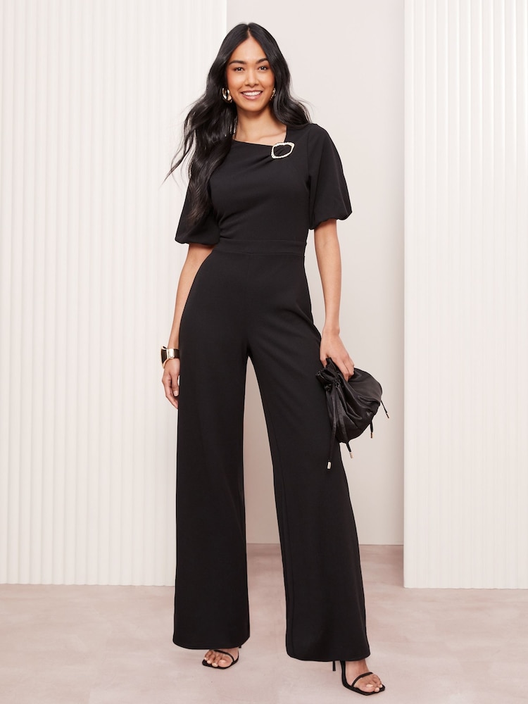 Friends Like These Tailored Abstract Buckle Puff Sleeve Jumpsuit - Imagen 1 de 4