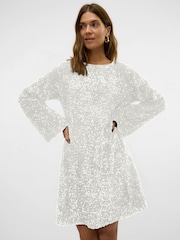 VERO MODA White Bow Back Velvet Sequin Mini Dress - Image 1 of 6