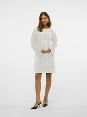 VERO MODA White Bow Back Velvet Sequin Mini Dress - Image 4 of 6