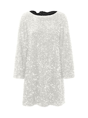 VERO MODA White Bow Back Velvet Sequin Mini Dress - Image 6 of 6