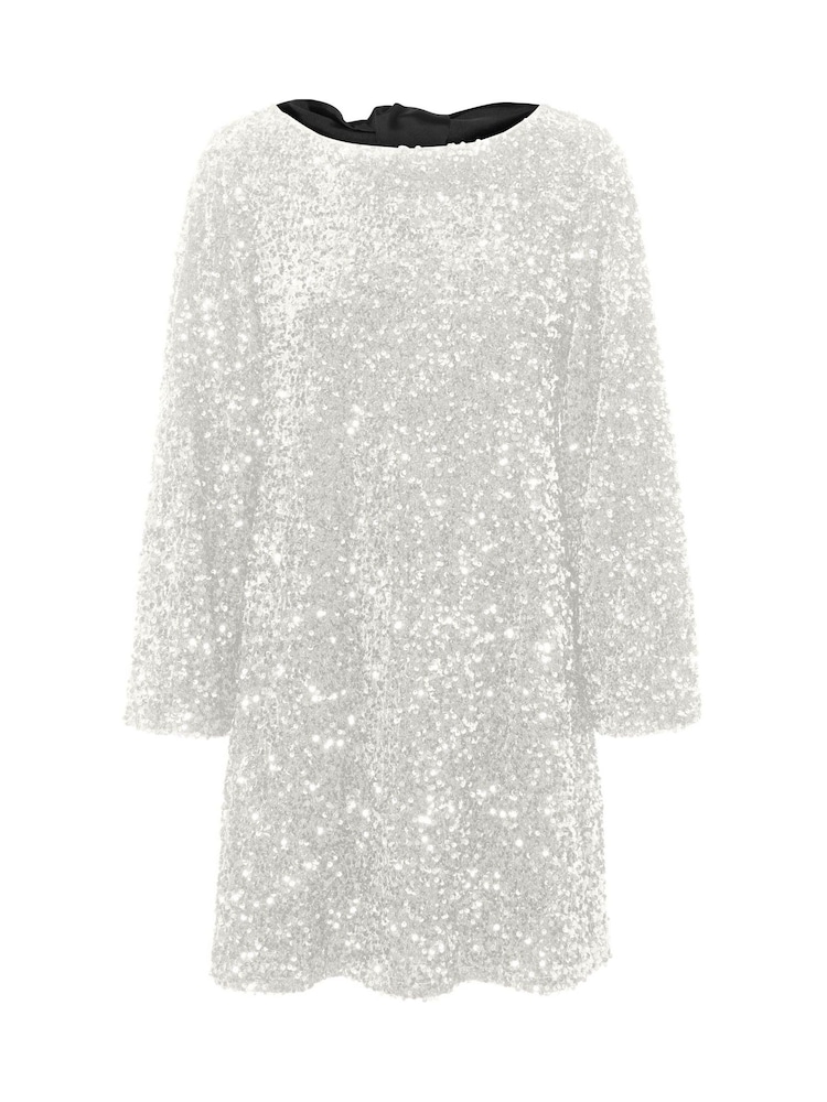 VERO MODA White Bow Back Velvet Sequin Mini Dress - Image 6 of 6