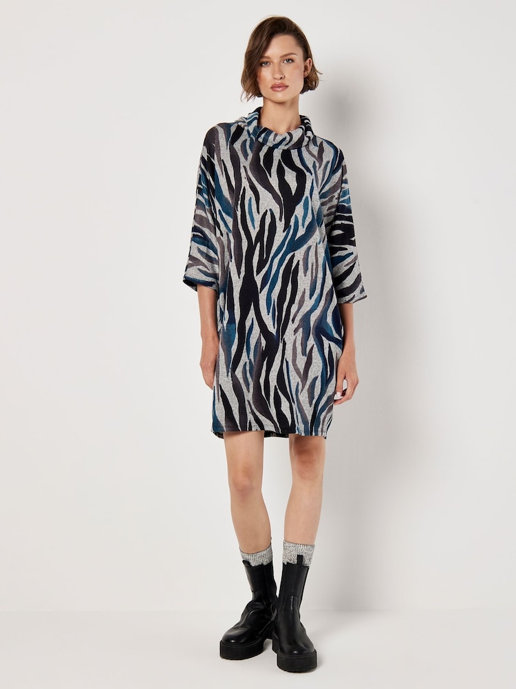 Apricot Green Zebra Cocoon Dress - Image 1 of 5