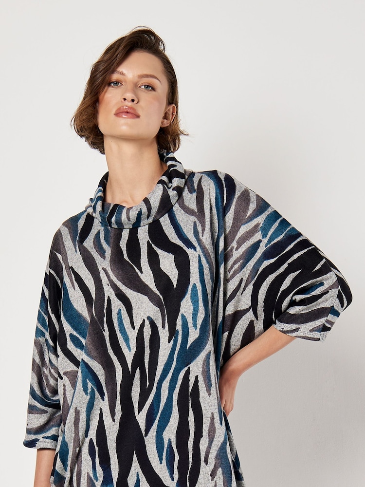 Apricot Green Zebra Cocoon Dress - Image 2 of 5