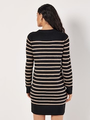 Apricot Black Engineered Stripe Knitted Dress - Image 3 of 4
