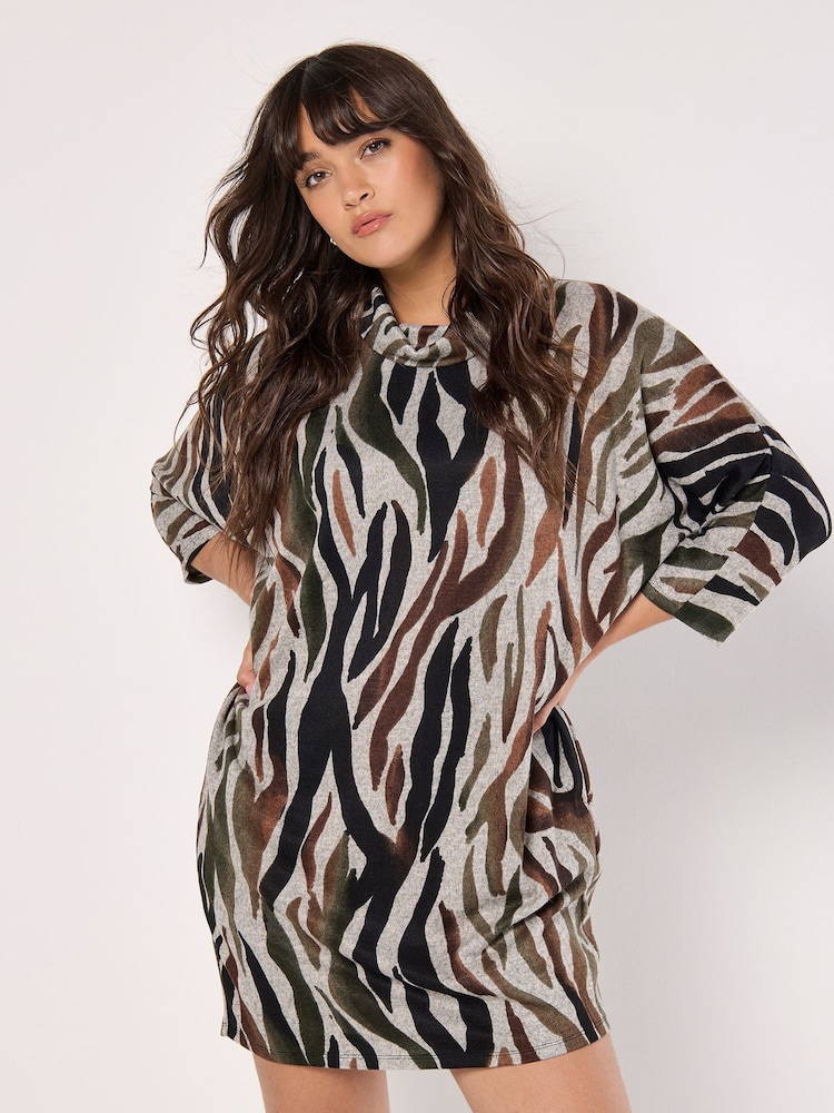 Apricot Orange Zebra Cocoon Dress - Image 1 of 4